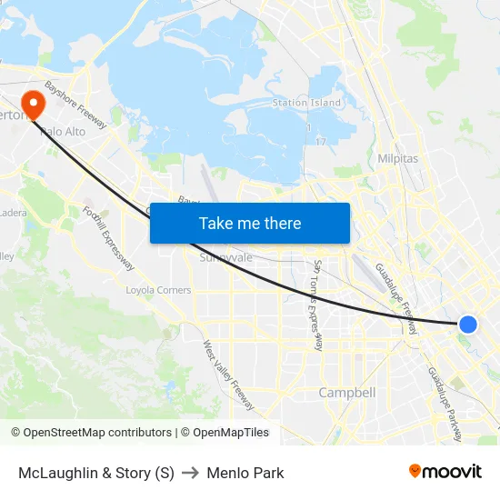 McLaughlin & Story (S) to Menlo Park map