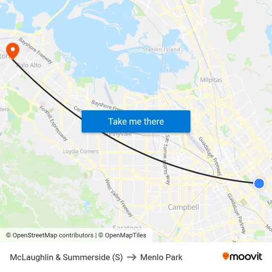 McLaughlin & Summerside (S) to Menlo Park map