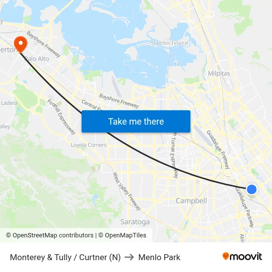 Monterey & Tully / Curtner (N) to Menlo Park map