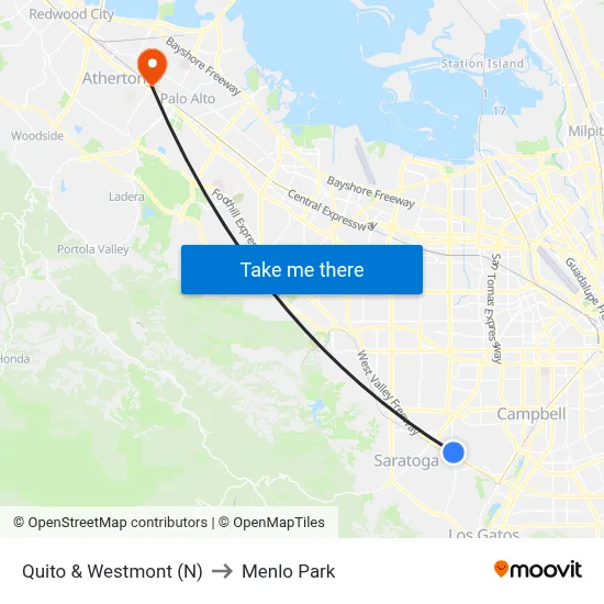 Quito & Westmont (N) to Menlo Park map