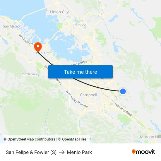 San Felipe & Fowler (S) to Menlo Park map
