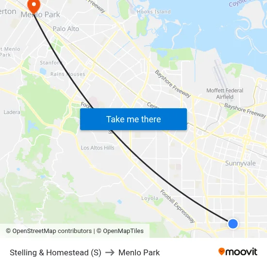 Stelling & Homestead (S) to Menlo Park map