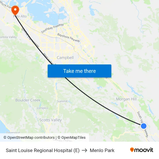 Saint Louise Regional Hospital (E) to Menlo Park map