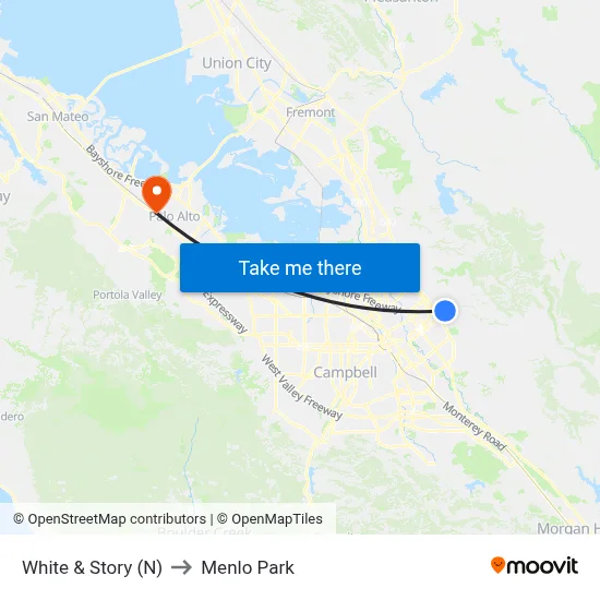 White & Story (N) to Menlo Park map