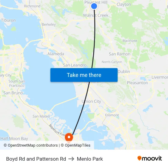 Boyd Rd and Patterson Rd to Menlo Park map