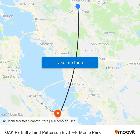 OAK Park Blvd and Patterson Blvd to Menlo Park map