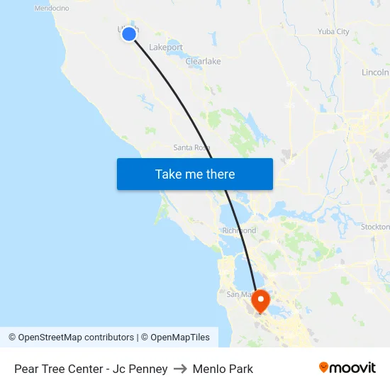 Pear Tree Center - Jc Penney to Menlo Park map