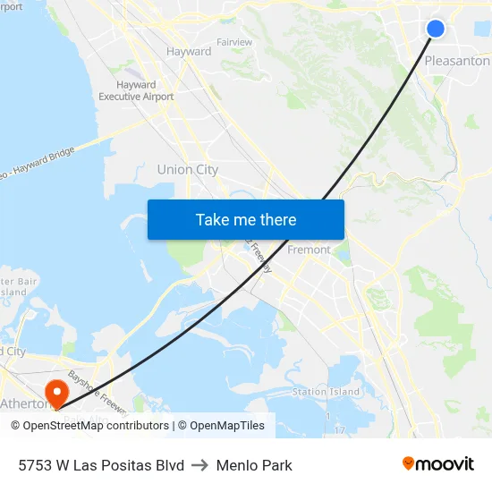 5753 W Las Positas Blvd to Menlo Park map
