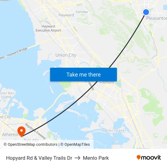 Hopyard Rd & Valley Trails Dr to Menlo Park map