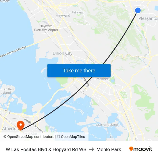 W Las Positas Blvd & Hopyard Rd WB to Menlo Park map