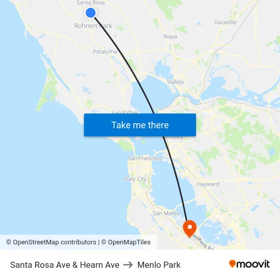 Santa Rosa Ave & Hearn Ave to Menlo Park map