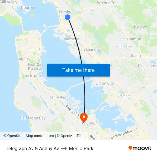 Telegraph Av & Ashby Av to Menlo Park map