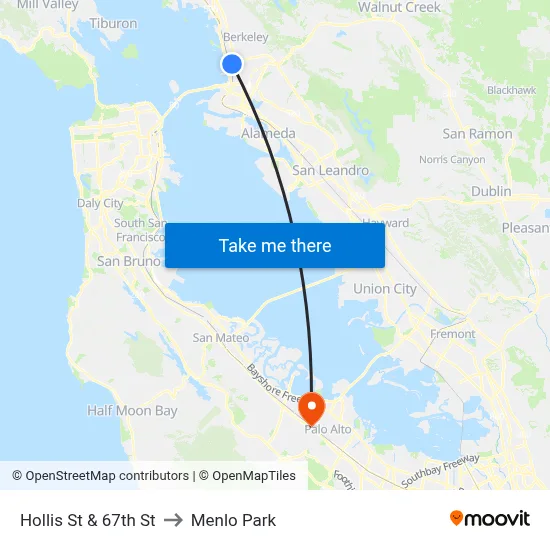 Hollis St & 67th St to Menlo Park map