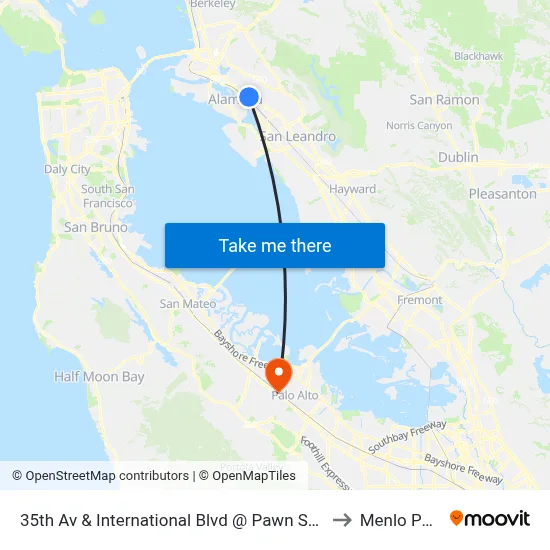 35th Av & International Blvd @ Pawn Shop to Menlo Park map
