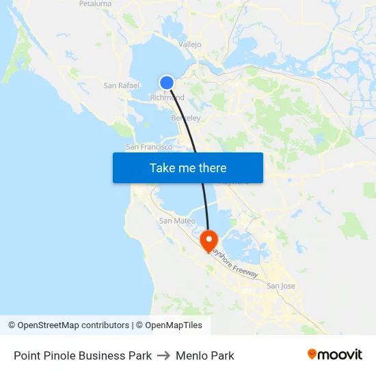 Point Pinole Business Park to Menlo Park map