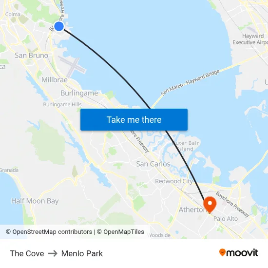 The Cove to Menlo Park map