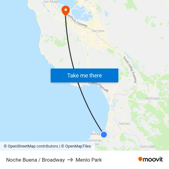 Noche Buena / Broadway to Menlo Park map