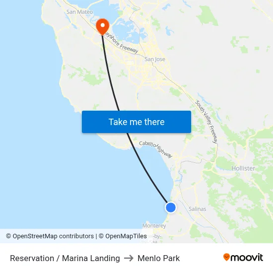 Reservation /  Marina Landing to Menlo Park map