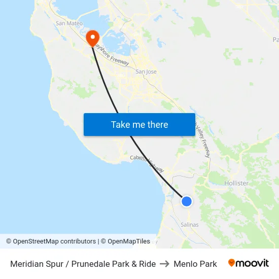 Meridian Spur / Prunedale Park & Ride to Menlo Park map