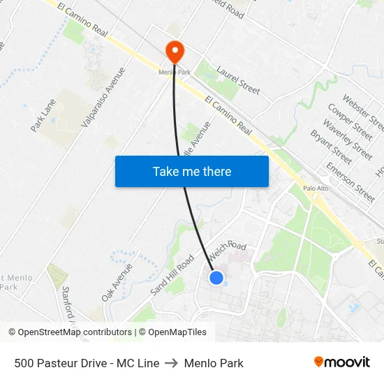 500 Pasteur Drive - MC Line to Menlo Park map
