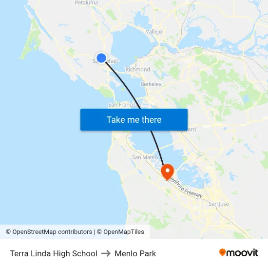 Terra Linda High School to Menlo Park map