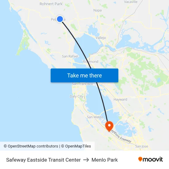 Safeway Eastside Transit Center to Menlo Park map