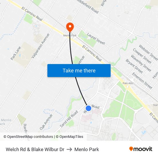 Welch Rd & Blake Wilbur Dr to Menlo Park map