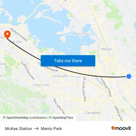 McKee Station to Menlo Park map
