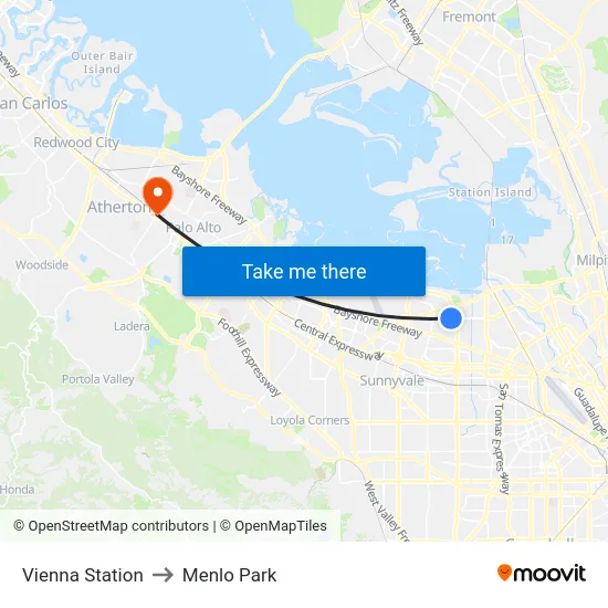 Vienna Station to Menlo Park map
