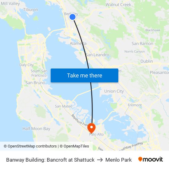 Banway Building: Bancroft at Shattuck to Menlo Park map