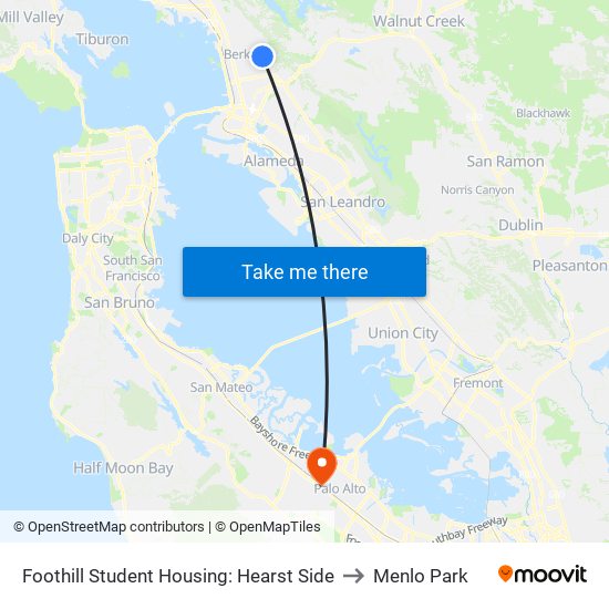 Foothill Student Housing: Hearst Side to Menlo Park map