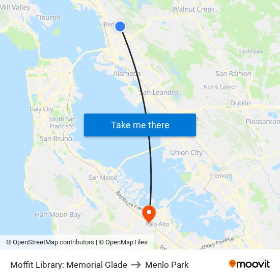 Moffit Library: Memorial Glade to Menlo Park map