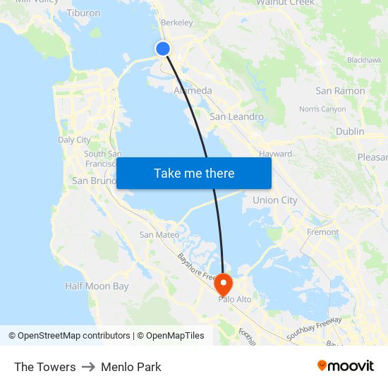 The Towers to Menlo Park map