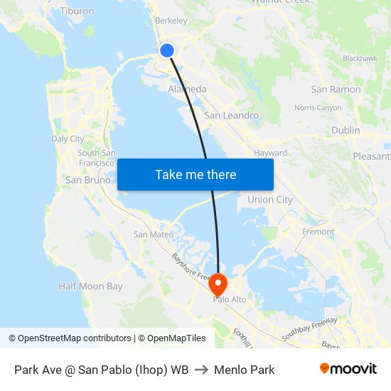 Park Ave @ San Pablo (Ihop) WB to Menlo Park map