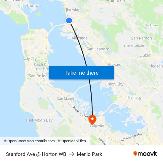 Stanford Ave @ Horton WB to Menlo Park map