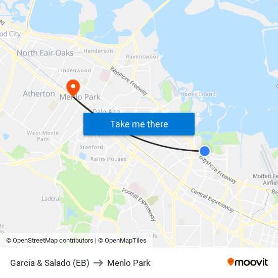 Garcia & Salado (EB) to Menlo Park map