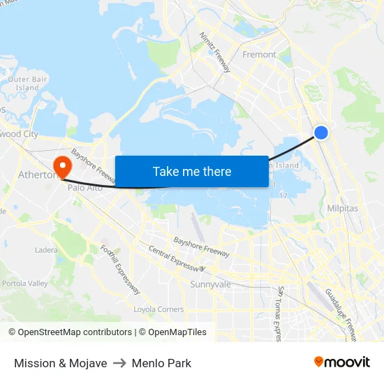 Mission & Mojave to Menlo Park map
