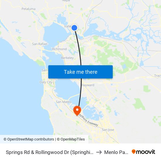 Springs Rd & Rollingwood Dr (Springhill) to Menlo Park map