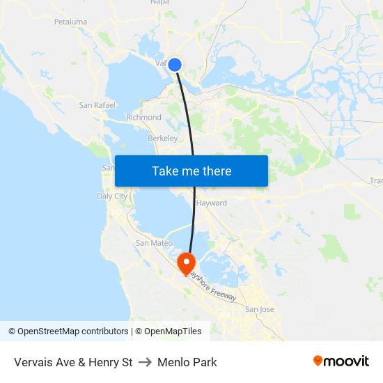 Vervais Ave & Henry St to Menlo Park map