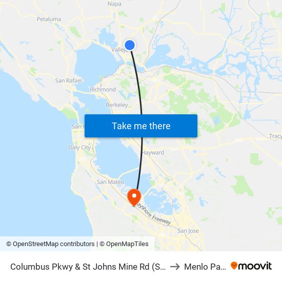 Columbus Pkwy & St Johns Mine Rd (Scc) to Menlo Park map