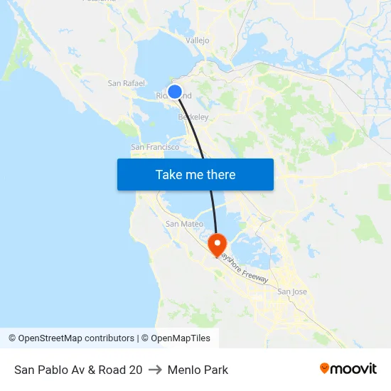 San Pablo Av & Road 20 to Menlo Park map