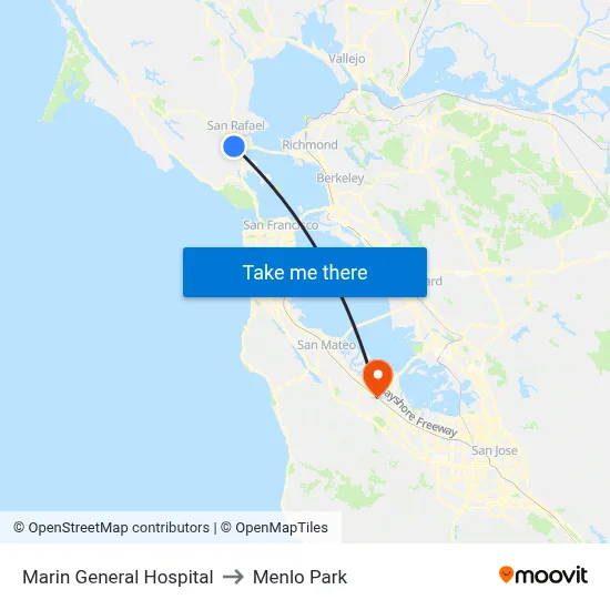 Marin General Hospital to Menlo Park map