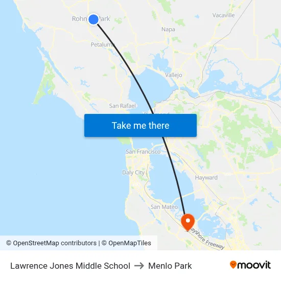 Lawrence Jones Middle School to Menlo Park map