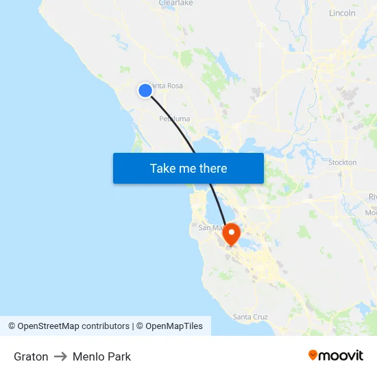 Graton to Menlo Park map