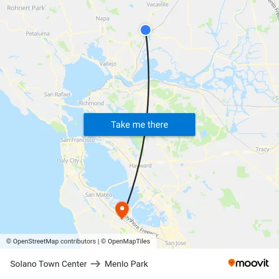 Solano Town Center to Menlo Park map