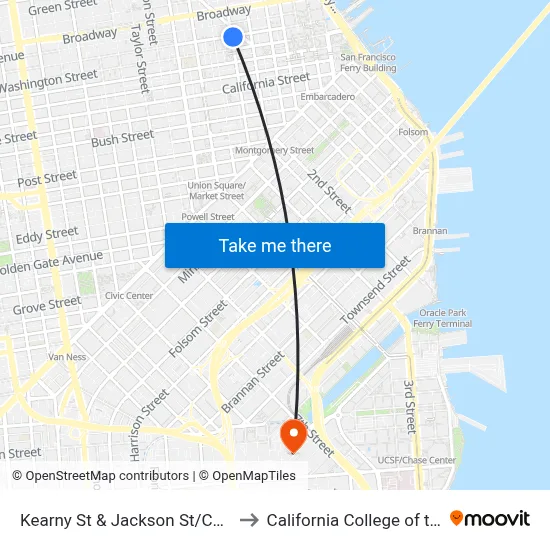 Kearny St & Jackson St/Chinatown to California College of the Arts map