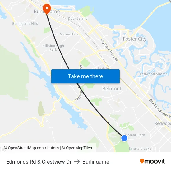 Edmonds Rd & Crestview Dr to Burlingame map