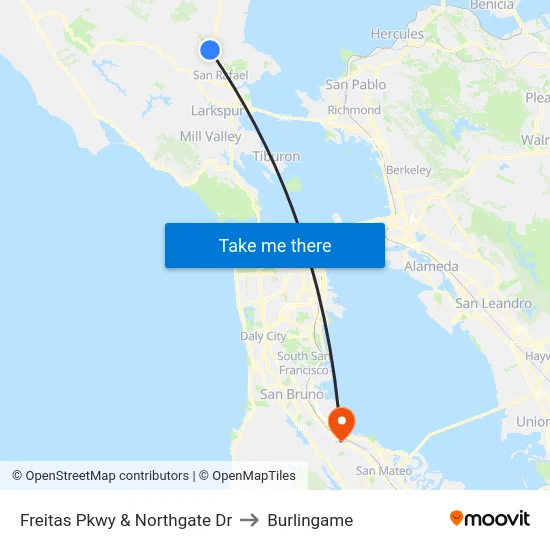 Freitas Pkwy & Northgate Dr to Burlingame map