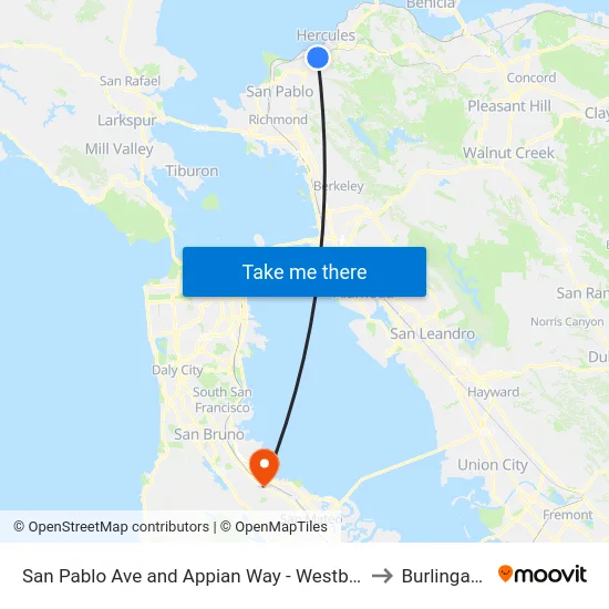 San Pablo Ave and Appian Way - Westbound to Burlingame map