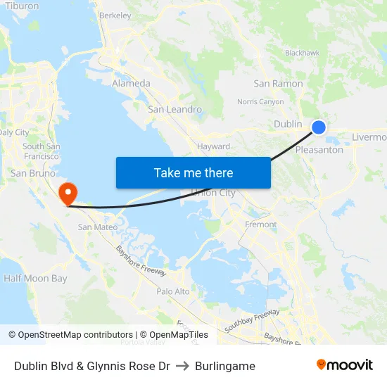Dublin Blvd & Glynnis Rose Dr to Burlingame map